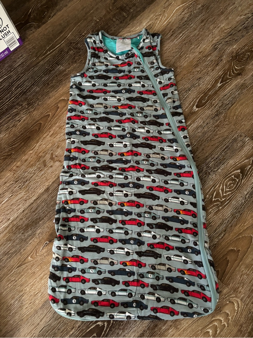 Posh Peanut Gray Sleeveless Sleep Sack with Red Car Print